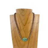 NKZ230930-58                  16 Inches copper Navajo pearl beads with green jasper stone Necklace