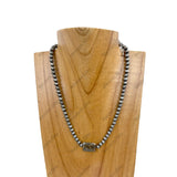 NKZ230930-60           16 Inches silver Navajo pearl beads with brown jasper stone Necklace