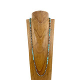 NKZ231014-07             42 inches silver Navajo pearl beads with blue turquoise stone Necklace