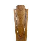 NKZ231014-07             42 inches silver Navajo pearl beads with blue turquoise stone Necklace