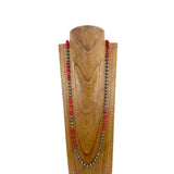 NKZ231014-08             42 inches silver Navajo pearl beads with orange coral Necklace