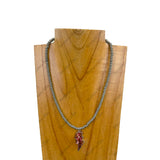 NKZ231030-03                    17 inches silver Navajo pearl beads with blue lightning bolt pendent Necklace