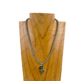 NKZ231030-03                    17 inches silver Navajo pearl beads with blue lightning bolt pendent Necklace