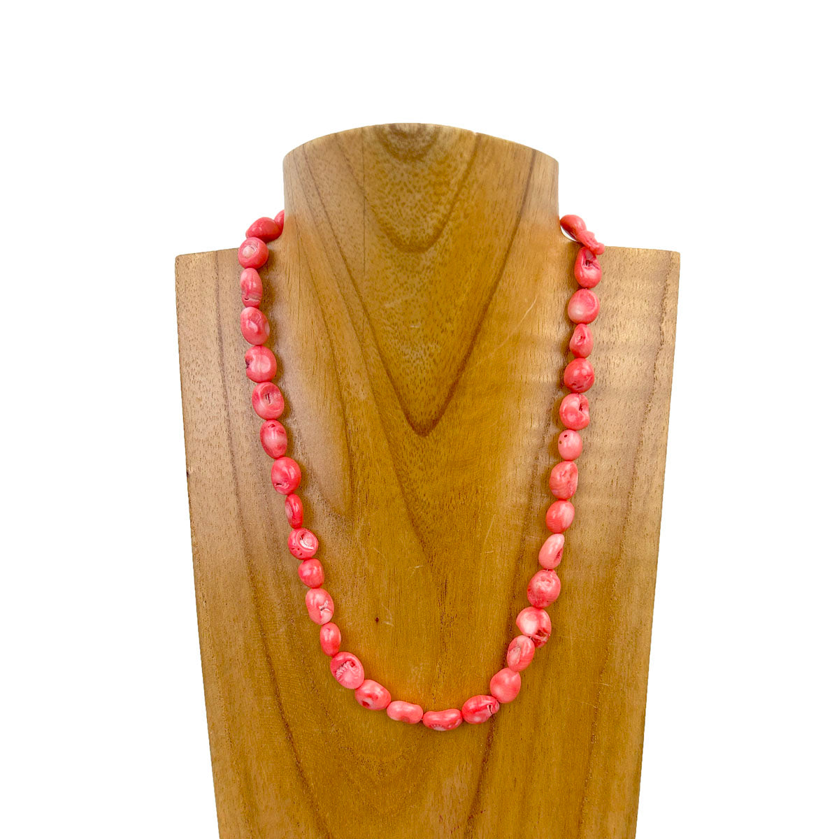 NKZ231115-100                      16 inches pink coral nugget beads Necklace