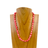 NKZ231115-100                      16 inches pink coral nugget beads Necklace