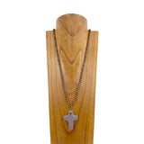 NKZ231112-39              36 inches copper Navajo pearl beads with pink lava stone cross pendent Necklace