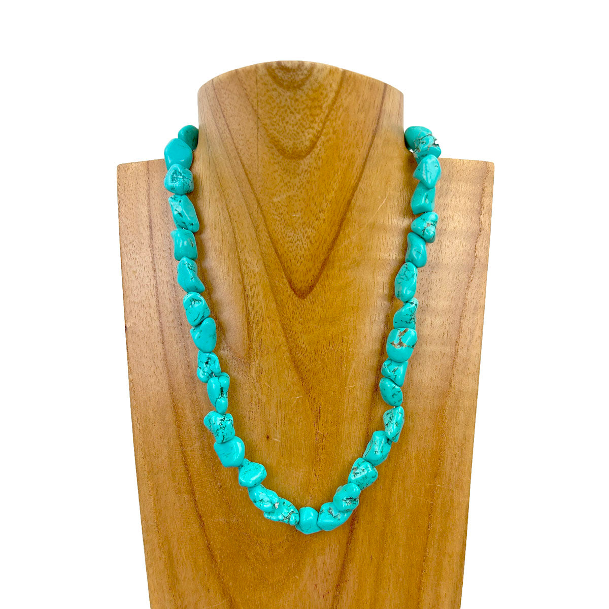 NKZ231112-49                 16 Inches blue turquoise nuggets stone Necklace