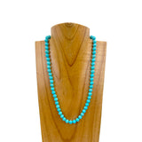 NKZ231112-53                19 inches round blue turquoise stone beads Necklace