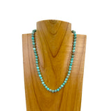 NKZ231115-79                                  16 inches round blue turquoise stone beads Necklace