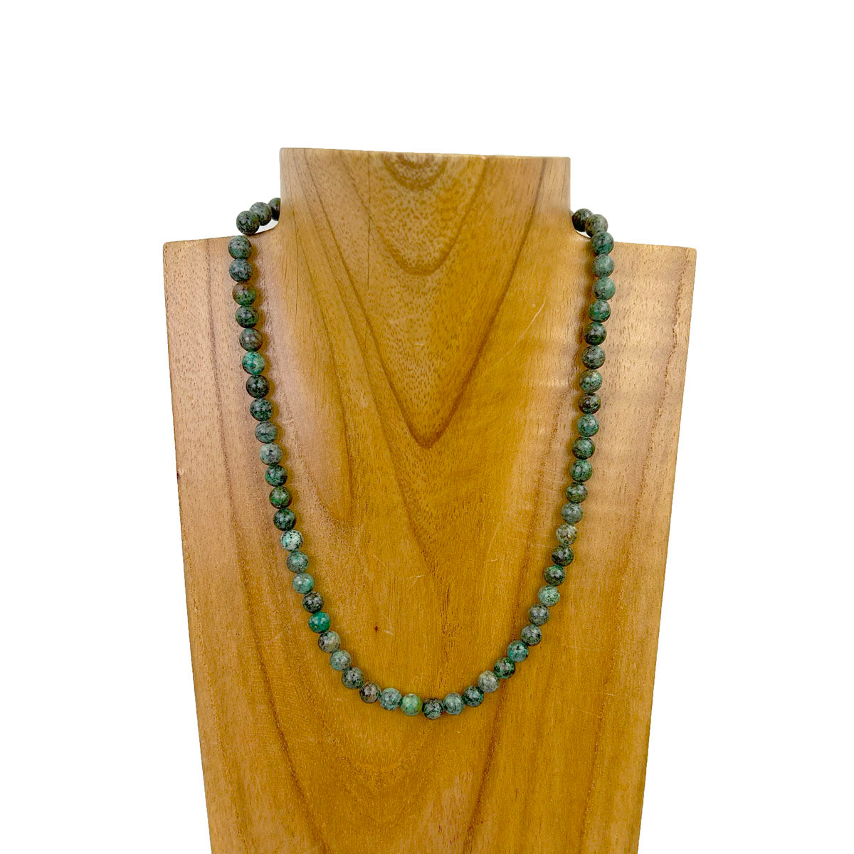 NKZ231115-81                                 16 inches round dark green turquoise stone beads Necklace