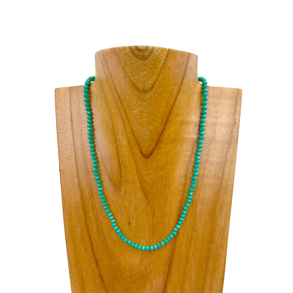 NKZ231116-05                 16 inches green face cut crystal beads necklace