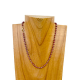 NKZ231116-19                   15 Inches golden metal chain with red face cut crystal beads Necklace