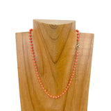 NKZ231116-19                   15 Inches golden metal chain with red face cut crystal beads Necklace
