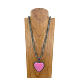 NKZ231124-35                          21 inches silver Navajo pearl beads strings with blue turquoise heart stone pendent Necklace