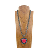 NKZ231124-35                          21 inches silver Navajo pearl beads strings with blue turquoise heart stone pendent Necklace