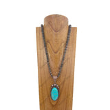 NKZ231124-44               33 inches copper Navajo pearl beads strings with orange oval stone pendent Necklace