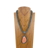 NKZ231124-47                   21 inches silver Navajo pearl beads strings with blue turquoise teardrop stone pendent Necklace