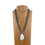 NKZ231124-55                 21 inches copper Navajo pearl beads strings with blue turquoise teardrop stone pendent Necklace
