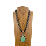 NKZ231124-55                 21 inches copper Navajo pearl beads strings with blue turquoise teardrop stone pendent Necklace