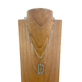 NKZ231125D-01              20 inches silver metal chain with blue turquoise stone letter D Necklace