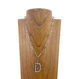 NKZ231125D-01              20 inches silver metal chain with blue turquoise stone letter D Necklace