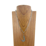 NKZ231125J-01              20 inches silver metal chain with blue turquoise stone letter J Necklace