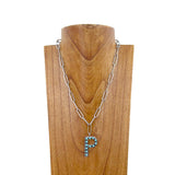 NKZ231125P-01             20 inches silver metal chain with blue turquoise stone letter P Necklace