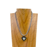 NKZ231223-01                      15 inches double metal chain with red heart pendent Necklace