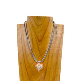 NKZ231223-01                      15 inches double metal chain with red heart pendent Necklace