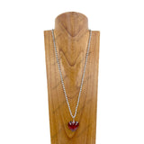 NKZ231223-09             32 inches white crystal beads string with red crystal heart pendent Necklace
