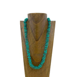 NKZ240125-02-GREEN              24 Inches flat green turquoise stone with brown sequin beads Necklace