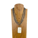 NKZ240217-01             21 Inches silver metal and Navajo pearl beads chain with large blue rectangle turquoise pendent necklace