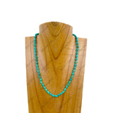 NKZ240312-07         17 inches rice shape green turquoise stone beads Necklace