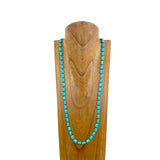 NKZ240312-08             40 inches blue rectangle turquoise stone with brown sequin beads Necklace