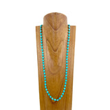 NKZ240312-09             40 inches blue oval turquoise stone with brown sequin beads Necklace