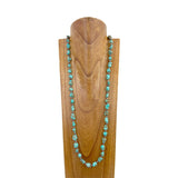 NKZ240312-12                     40 inches blue turquoise stone nuggets with copper Navajo pearl beads Necklace