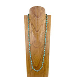 NKZ240312-13                     40 inches blue turquoise stone nuggets with silver Navajo pearl beads Necklace