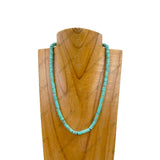 NKZ240312-22                     16 Inches green heishi disc turquoise stone Necklace