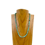 NKZ240312-24                     16 Inches dark green heishi disc turquoise stone Necklace