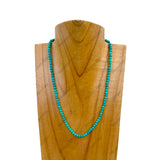 NKZ240312-27           16 inches blue turquoise stone ball Necklace