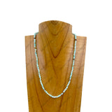 NKZ240312-31         16 inches 4mm light blue jasper stone ball Necklace