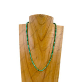 NKZ240312-32          16 inches 4mm Lime green turquoise stone ball Necklace