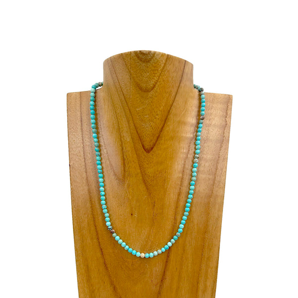 NKZ240312-34 16 inches 4mm dark green turquoise stone ball Necklace ...