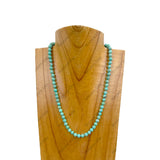 NKZ240312-36                   16 inches 6mm blue turquoise stone ball Necklace