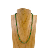 NKZ240312-38                     17 inches 6mm green turquoise stone ball Necklace