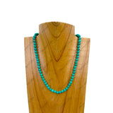 NKZ240312-41                  16 inches 6mm green turquoise stone ball Necklace