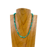 NKZ240312-41                  16 inches 6mm green turquoise stone ball Necklace