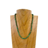 NKZ240312-42                 16 inches 6mm Dark green turquoise stone ball Necklace