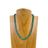 NKZ240312-42                 16 inches 6mm Dark green turquoise stone ball Necklace