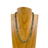 NKZ240312-44                      16 inches 6mm Dark green turquoise stone ball Necklace